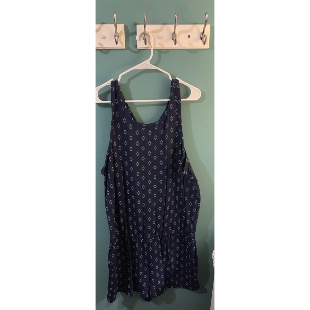 Navy and Cream Printed Romper